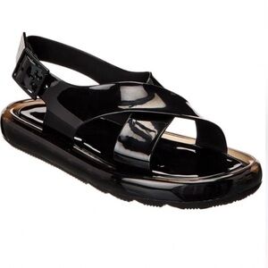 Tory Burch Criss Cross Straps Bubble Jelly Perfect Black Color Size 8 NWT